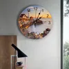 壁の時計灯台サンライズ海岸線の時計装飾リビングルームの寝室のオフィスの装飾デジタル時計壁の時計散布