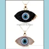 Arti e mestieri Simple Moon Evil Eye Druzy Drusy Collana con ciondolo Donna Resina fatta a mano Catene Clavicel Collane per donna Christma Dhoum