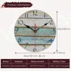 ساعة الحائط ساعة خشبية التصميم الحديث لألوان المحيطات القديمة لوحة الطلاء المطبوعة صورة البحر الأبيض المتوسط