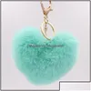 Porte-clés Bijoux Super Perceptible Pom Porte-clés Pompons En Forme De Coeur Fluffy Porte-clés Faux Lapin Puff Ball Chaîne Pour La Saint Valentin Gi Dh0Ff