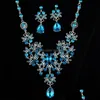 Br￶llop smycken set kvinnor bling crystal brud set sier diamant uttalande halsband dingle ￶rh￤ngen f￶r brud brudt￤rnor accessorie dhgaq