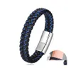 Bedelarmbanden heren trendy echt lederen mtilayer blauw zwart gevlochten touw handgemaakte roestvrijstalen gesp bangle diy sieraden otb8p