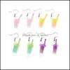 Charm Personality Earring For Women Glass Handmade Cute Girls Gift Ice Cream Fun Drink Cup Earrings European And American Drop Deliv Otkwz