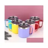 Gobelets Ups 14Oz Gobelet En Acier Inoxydable Tasse À Lait Double Paroi Vide Insated Tasses Verre À Vin En Métal Avec Poignées Couvercles Tasse À Café Dro Dhdgq