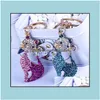 Key Rings Jewelry Creative Cartoon Peacock Chain Diamante The Spreads Its Tail Ring Beacuif Fashion Aessory Girl Bag Hang Drop Delive Dhd0P