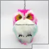 Schlüsselanhänger Schmuck Nette Mädchen Kaninchenfell Pom Eule Kette Frauen Flauschige Pompon Nighthawk Schlüsselbund Auf Tasche Auto Schmuckstück Weibliche Party Geschenke D Dhqar