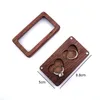 Jewelry Pouches Bags Wooden Heart Double Ring Box Wedding Bearer Rustic Holder With Magnetic Detachable Lid For Proposal Gift Package WomenJ