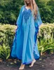 女性の水着Bsubseach女性プラスサイズの刺繍シフォントルコのカフタン水着をカバーするCaftan Beach Long Dresswomen's