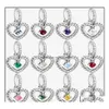 Charms Bijoux Résultats Composants Réel 925 Sterling Sier 12 Mois Perlé Coeur Dangle Fit Pandora Bracelet Collier Pendentif Charme Dhosz