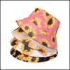 Chapeaux à large bord tournesol chapeau seau en coton casquette de pêcheur voyage chapeau de soleil en plein air Panama pour hommes femmes avec dessus plat 3450 Q2 Drop De Dhajg