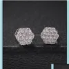 Stud Earrings Jewelry 925 Sier Hexagon Drop 1 Pair Casual Iced Out Diamond Micro Pave Cubic Zircon Earring Men Women Gift Delivery267c