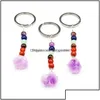 Chaveiros Jóias 7 Chakra Pedra Natural Bolsa Bolsa Titular Irregar Ametista Cristal Quartz Pedras Chaveiros Dangle Carro Fechos Cha Dhb9e