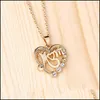 Pendant Necklaces Luxury Mom Love Heart Shape Austrian Crystal Hollow Gold Sier Chains For Women Mama Jewelry Mothers Day Gift Drop Otz6V