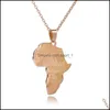 Pendant Necklaces Hip Hop Africa Map Stainless Steel Elephant Giraffe Lion Animal For Men Women Fashion Jewelry Gift Drop Delivery Pe Ot5Yg