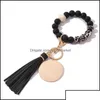 Key Rings Jewelry 2021Designer Sile Bead Bracelet Crossborder Silica Gel Primary Color Wood Chip Wrist Alloy Ring Drop Delivery 2021 Dhfrq