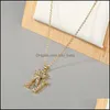 Pendant Necklaces Personalized Az Alphabet Choker Necklace Gold Rhinestone Crown Letters Women Men Hip Hop Jewelry P335Fa Drop Deliv Dh6Ma