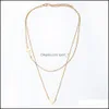 Pendant Necklaces Stainless Steel Heart Cross Clavicle Chain Necklace For Women Gold Sier Plated Fashion Double Layer Party Jewelry Dh4Zt