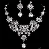 Br￶llop smycken set kvinnor bling crystal brud set sier diamant uttalande halsband dingle ￶rh￤ngen f￶r brud brudt￤rnor accessorie dhgaq