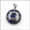 Arti e mestieri Pietra naturale Ametiste Quarzo rosa Chakra Lapis Lega Sun Moon Pendenti Charms per collana Accessori gioielli Mar Dh5Eu