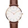 Нарученные часы Япония Quartz Simple Women Fashion Watch White Leather Strap Ladies Watch Watches Бренд водонепроницаемые наручные часы 36 мм