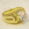 Anillos de boda chapados en oro blanco anillo de versión amplia para mujeres microincrustaciones simulación joyería de circón compromiso amor Kenn22