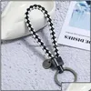 Key Rings Jewelry Ancient Sier Ring Simple Coin Charm Hand Weave Pu Leather Keychain Bag Hang Fashiono For Women Men Will And Sandy Dhwjt