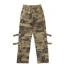 Pantalons pour hommes High Street Genou Lacet Camouflage Cordon Mens Cargo Droite Lâche Rétro Harajuku Sangles Casual Pantalon SurdimensionnéMen's