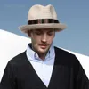 Sombreros de ala ancha Hombre de alta calidad Panamá Sombrero Lady Beach Sun Cap Masculino Fedora Hombres al aire libre Paja 58 cm