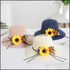 Breda brimhattar Big St Panama Hat Summer Beach Caps Kvinnliga Lady Women Flat Bowknot Cap Girls Sun 3448 Q2 Drop Delivery Fashion Dhqu6