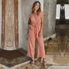 Women's Jumpsuits & Rompers 2023 Fashion Women Spring Summer Lace Up Loose Sashes High Waist Short Sleeve