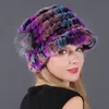 Gorros Gorro/Gorras De Calavera Gorro De Piel Sombreros Para Mujer Invierno Floral Real Rex Sombrero Elástico Cálido Moda Señoras Nieve