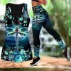 Damesbroek capris libel mijn zonnebloem tanktop en legging 3d geprinte set yoga suit dames sexy xs-8xlwomen's dames