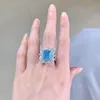 Dingle örhängen ljuskrona 925 sterling silver paraiba hög koldiamanthänge halsbandsringar för kvinnor fest fina smycken set gi