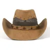 Basker stlye läder män västra cowboy hatt för gentleman pappa cowgirl sombrero hombre mössor storlek 58-59cmberets beretsberets pro22