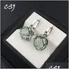 スタッドイヤリングジュエリーcsjグリーンアメジストクォーツグッドイヤリングスターリング925 sier cushion cut cut for lady party everingギフトDhe7l