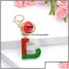 Rings Key Jewelry Gradiente de Navidad Carta de color Llavero Campana Camada Camada Charmas de soporte Lindo lente