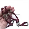 Pendant Necklaces Jesus Prayer Necklace Jewelry Charm Religious Wood Rosary Bead Long Chains Accessories 3 Styles Dhs Drop Delivery P Dhwgk