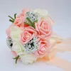 結婚式の花Perfectlifeoh花嫁花嫁介添人のための花束を保持する装飾アクセサリー小さなブライダル