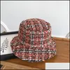 Cappelli a tesa larga Donna Cappello a secchiello scozzese 4 stagioni Colori solidi Abbigliamento da strada pieghevole Protezione solare Cappello rotondo da pescatore Sunsn 3438 D Dhrqi