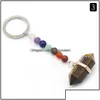 Portachiavi Gioielli 7 Chakra Perline Charms Pietra naturale Pilastro Portachiavi Moda Guarigione Reiki Portachiavi Boho Portachiavi auto per le donne Dro Dhhj0