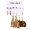 dangle chandelierファッションドロップ女性のためのレディー高品質のボヘミアンヒーフープタッセルイヤリングセットチャームジュエリーDHS K42fa de dhoxs