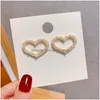 Stud Fashion Jewelry S925 Sier Post Earrings Faux Pearls Beads Heart Drop Delivery Dhvbj