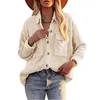 Women's Jackets Women Solid Color Pocket Top Shirt Corduroy Jacket Long Sleeve Button Down Casual Collared Tops Morrow JacketWomen's