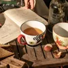 Muggar stor handmålad keramisk mugg kaffe kaffebygge frukost kopp mjölk vatten med handtag kreativ nordik