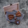 Bow Ties Sitonjwly ahşap kravat Hanky ​​Kumbası Broş Set Kadınlar Ahşap Bowtie Kutu Moda Düğün Damat Takım Korsagebow