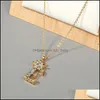 Pendant Necklaces Personalized Az Alphabet Choker Necklace Gold Rhinestone Crown Letters Women Men Hip Hop Jewelry P335Fa Drop Deliv Dh6Ma