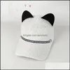 Boll Caps Women Winter Fashion Woman Knitting Baseball Cap Cute Cat Ear Casual Letter Band Visor 3459 Q2 Drop Delivery Accessories H DH9IZ