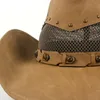 Basker stlye läder män västra cowboy hatt för gentleman pappa cowgirl sombrero hombre mössor storlek 58-59cmberets beretsberets pro22