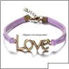 Bracelets de charme j￳ias Vintage Love Leather 6 Cores Bronze Mtilayer Pulseira de tecido para homens Mulher Fashion Drop entrega 2021 dh0j4