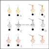 예술과 공예 6Styles Sier Gold Color Black Lava Stone Lotus Earrings Diy Aromatherapy Essentt Oil Diffuser Dangle Earings Jewel Dhaoe